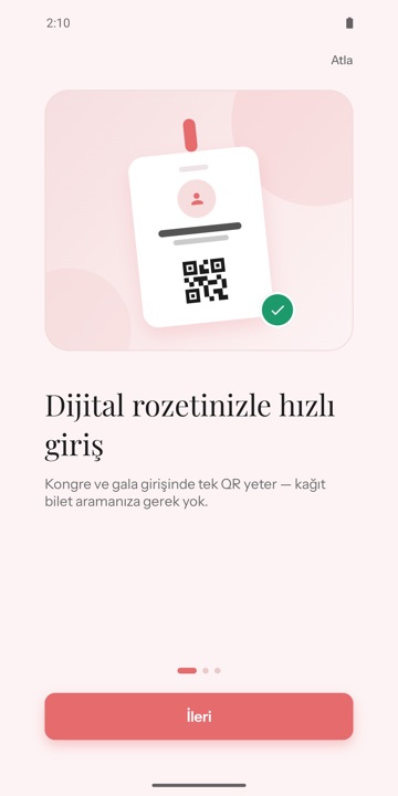 Homeopati Zirvesi 2026 uygulaması dijital rozet ekranı